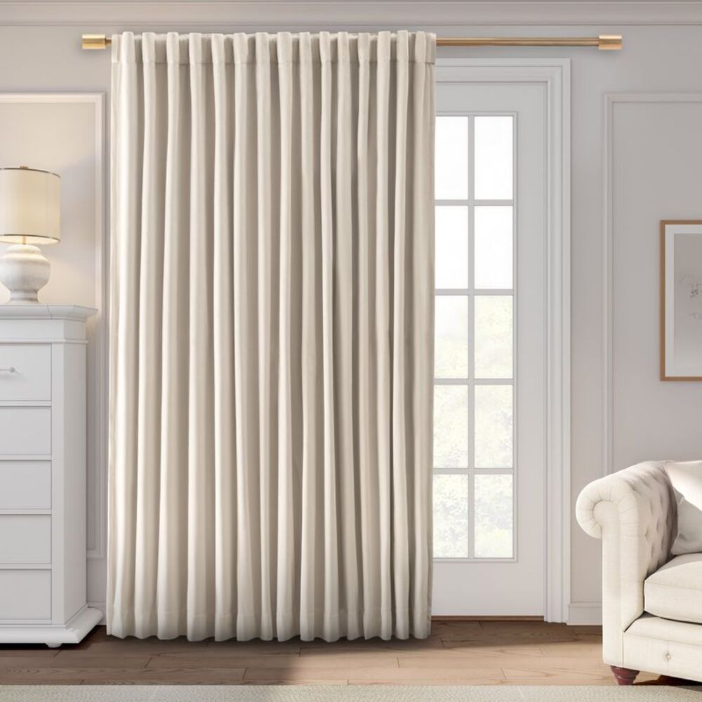 Ricardo Velvet Rod Pocket w/Back Tabs Patio Panel w/Blackout Lining 100x84 Bone